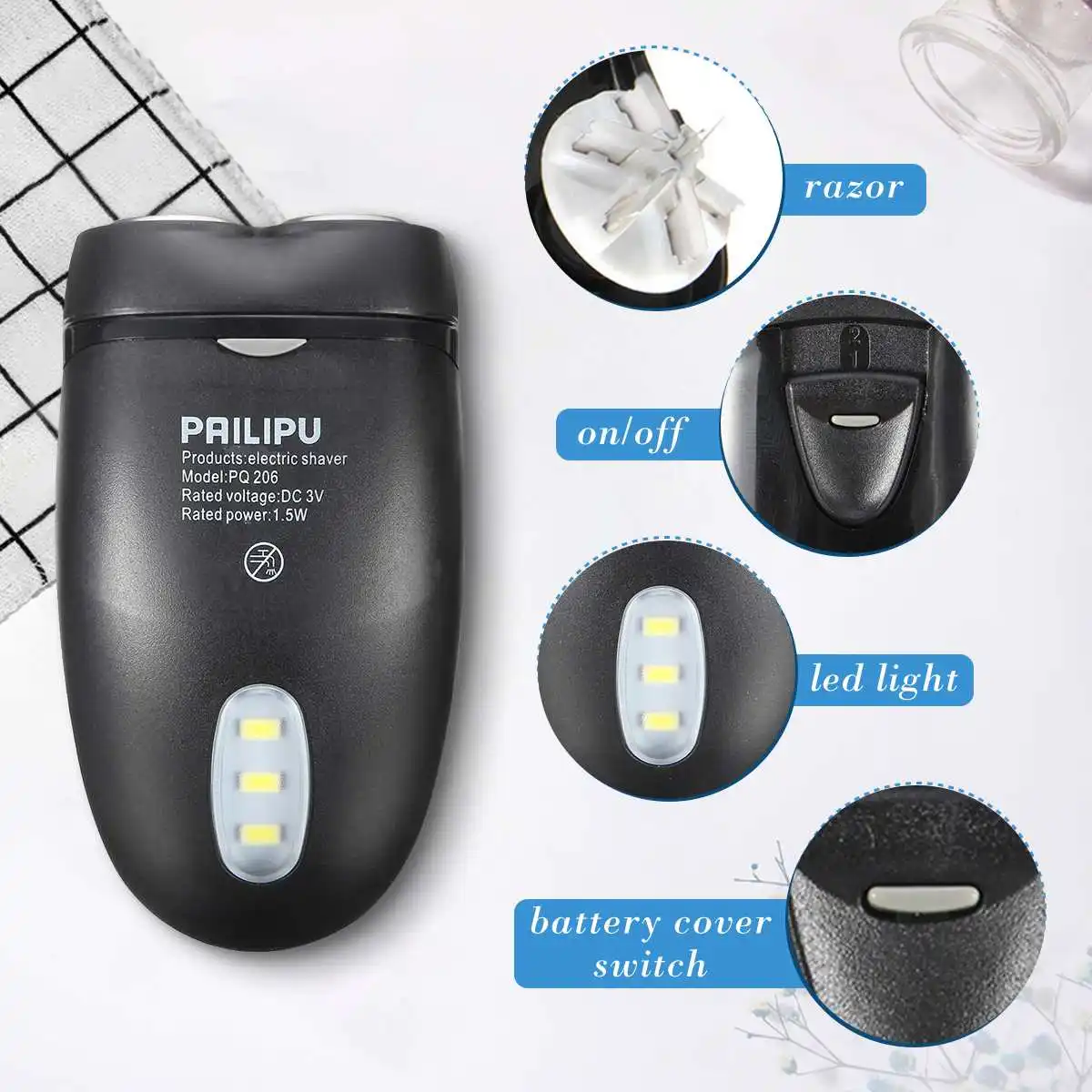 

Rechargeable Electric Shaver 2 Floating Head Portable Waterproof Razor Shavers Men Facial Cleaning Brush Shaving Beard Machine