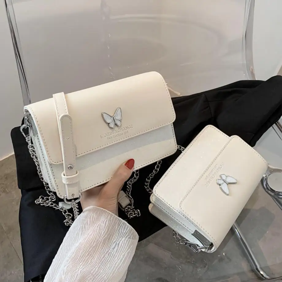 

Sequins Square Crossbody bag 2020 Summer New Quality Leather Women's Designer Handbag Chain Shoulder Messenger Bag Phone Purses