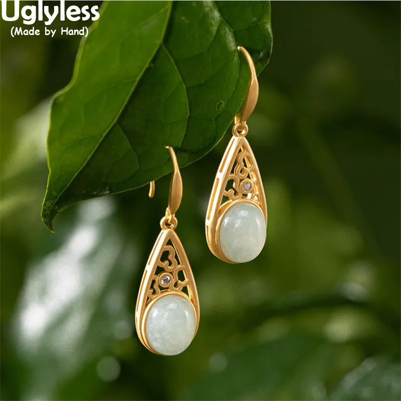 

Серьги женские из натурального нефрита, агата, изумруда, золотистые, серебристые, 925 пробы