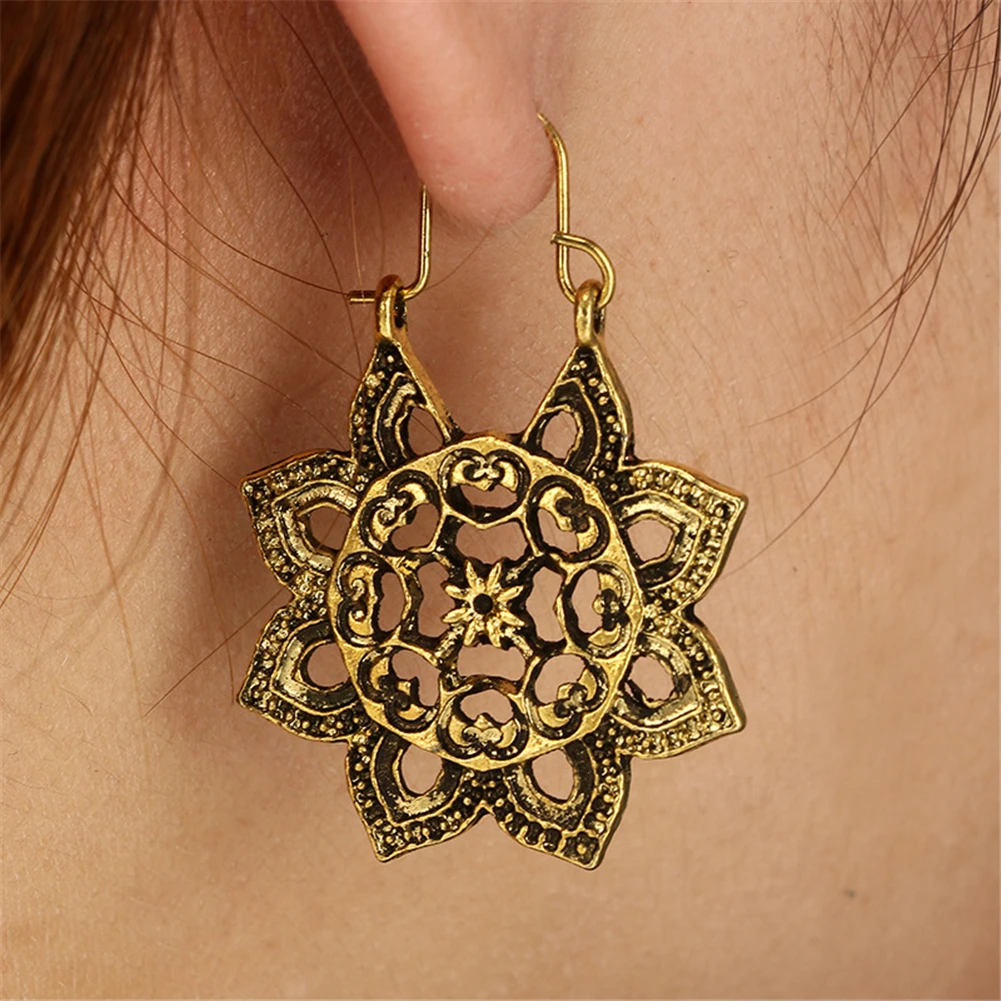 

LIMARIO ohemian Gold Dangle Drop Earrings for Women Hollow Heart Flowers Geometric Hook Metal Jewelry Wholesale Gift
