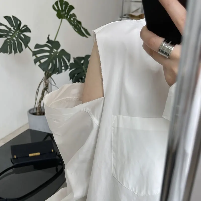 

XITAO Solid Color Women Shirt Hollow Out Off-the-shoulder Fashion Loose Simplicity Temperament Trendy All-match Top CLL1596