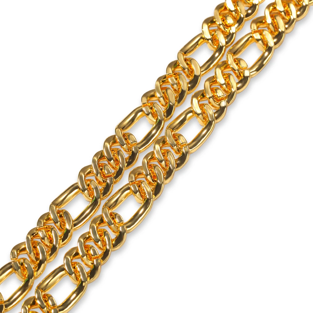 

UWIN Figaro Chains Necklace 13mm Hiphop Gold Silver Color Iced Out Rhinestones Cuban Links Necklaces Jewelry Men Women