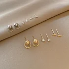 Лидер продаж европейские панковские серьги-гвоздики для Для женщин и мужчин с геометрическим рисунком цвета: золотистый, серебристый покрытие серьги комплект из 3 изделий, паркомпл. зубец серьги