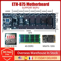 btc b75 mining motherboard lga 1155 ddr3 pcie 4 0 3 0 pci e x1 x 8 x16 support 8 graphics card slot for eth miner rig
