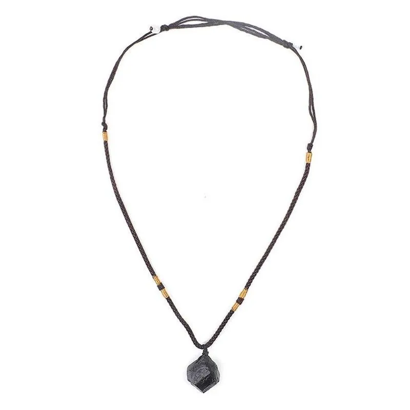 1 шт. черные ожерелья с натуральным кристаллом очаровательные турмалином и