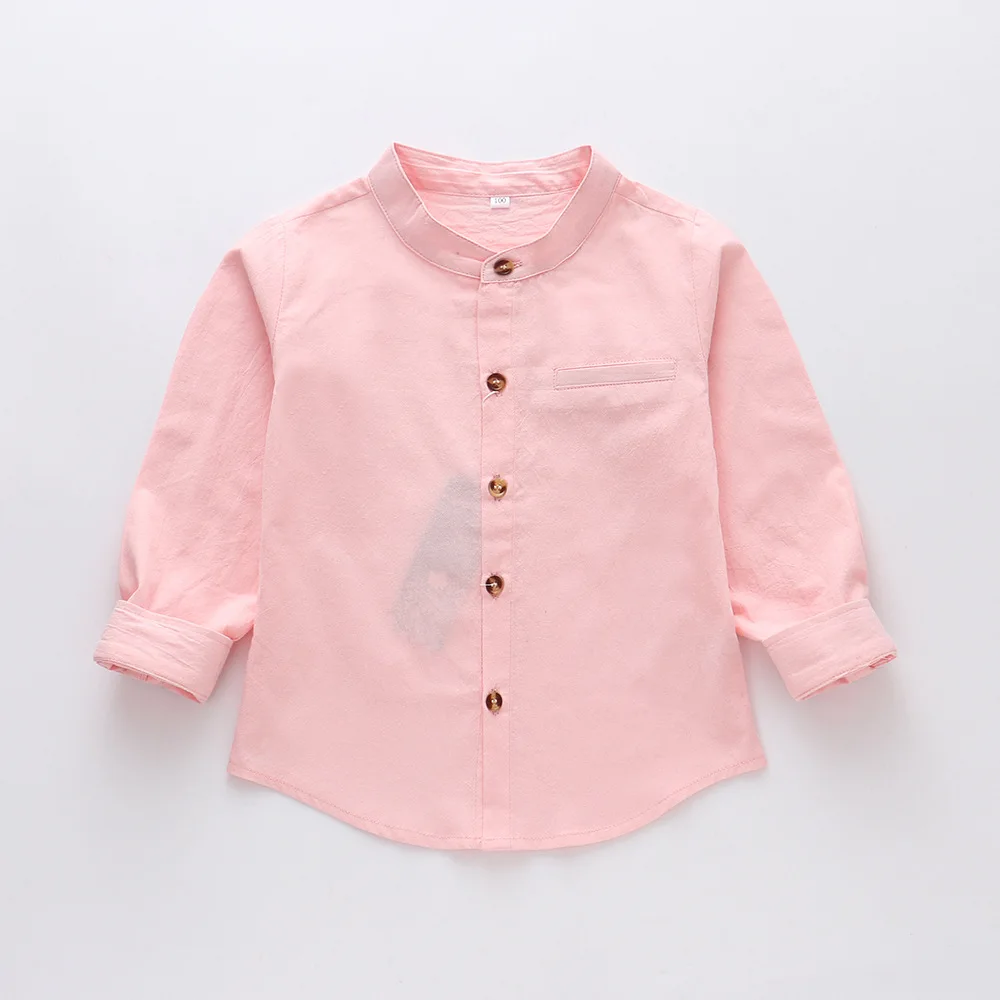 Pink Kindstraum/ г. Новые однотонные рубашки для мальчиков и девочек детская одежда с высоким содержанием хлопка осенняя одежда полной длины для детей DC176 - Цвет: Pink