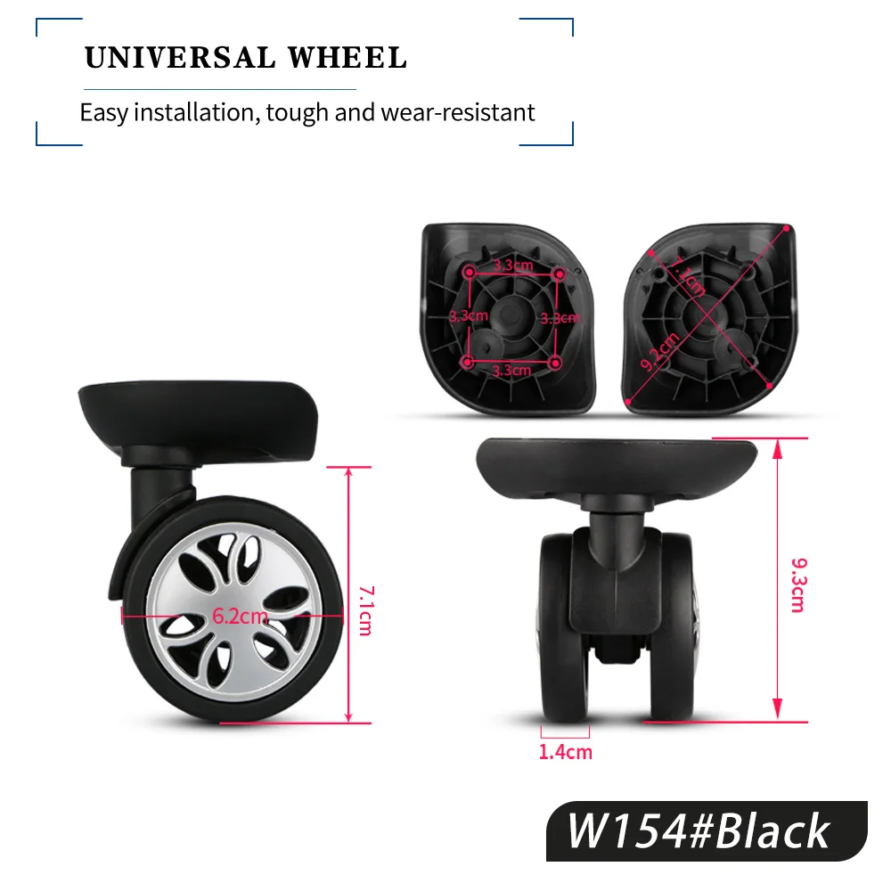 HANLUOKE W154 Luggage Universal Wheel Accessories Wheel Boarding Trolley Case Pulley Roller Password Suitcase Shock-Absorbing