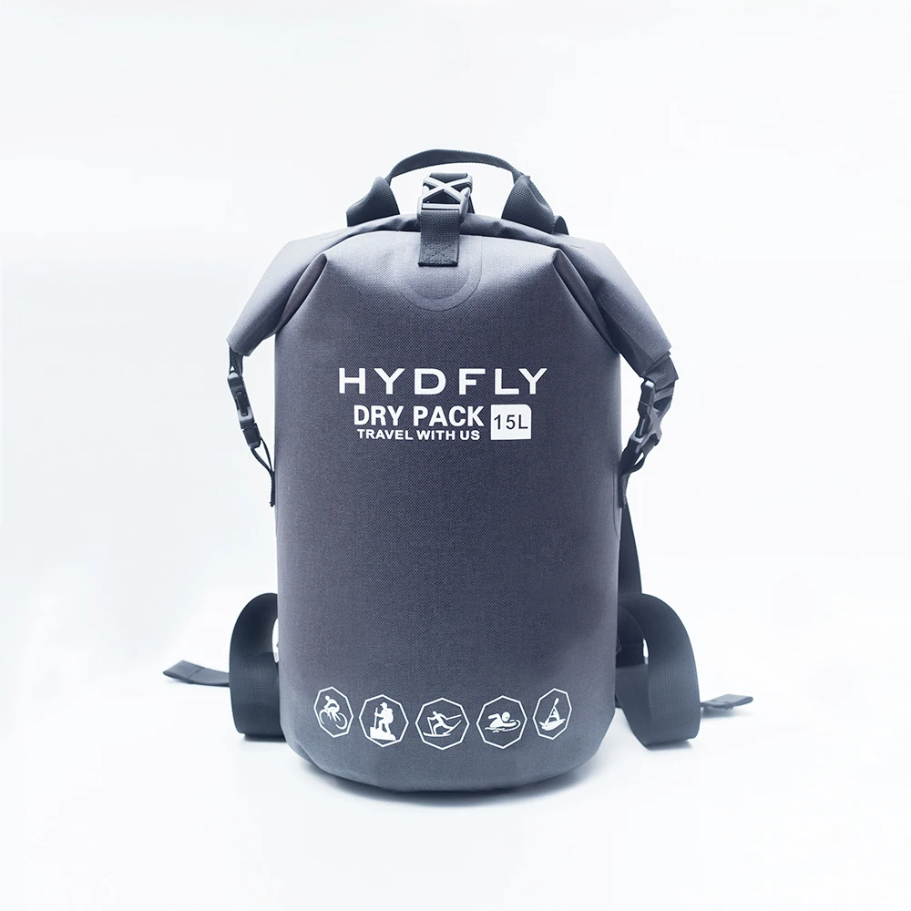 15L HYDFLY 600D ТПУ Спорт на открытом воздухе водонепроницаемый герметичный заплечный гермомешок для водного спорта пляж серфинг водостойкий мешок рюкзак