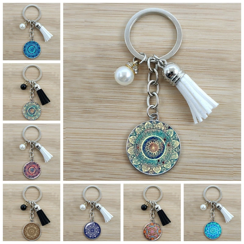 Индийский богемный брелок с мандалой художественная живопись ручной работы
