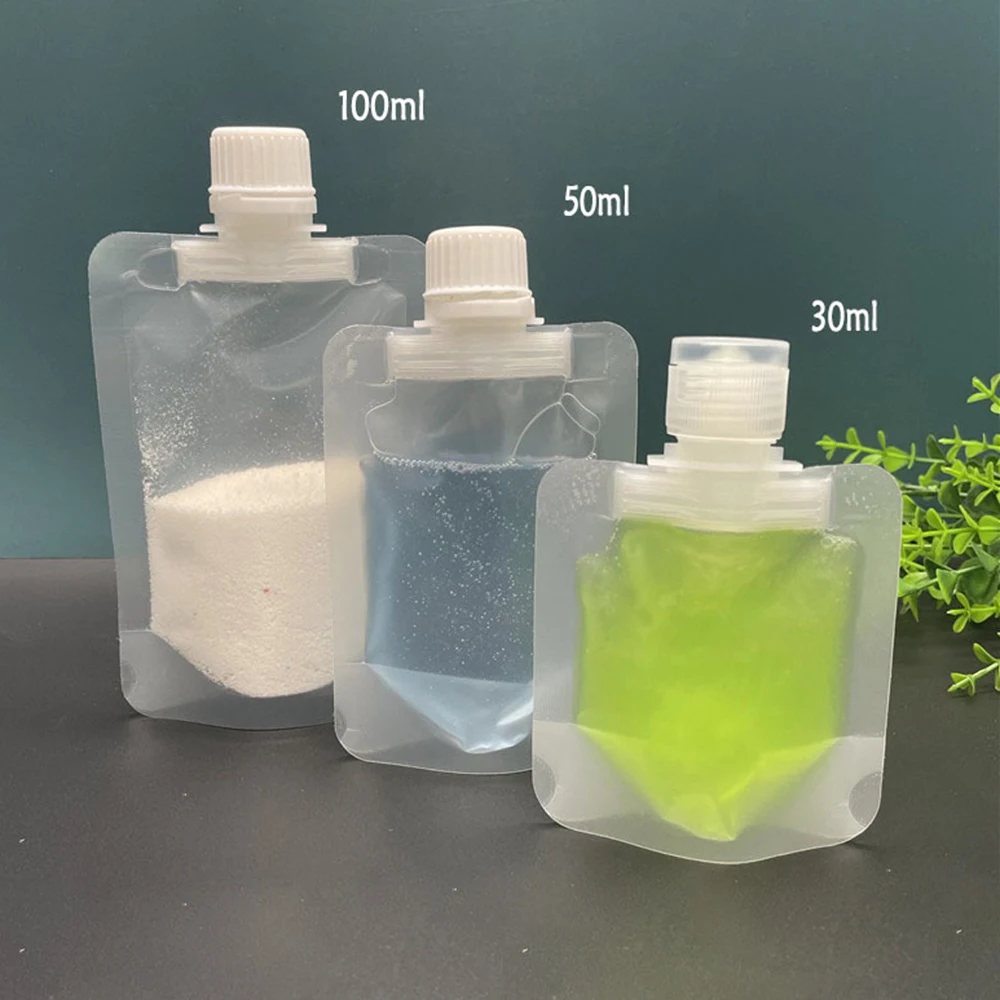 

1PCs 30ml 50ml 100ml Screw Cap Empty Bag Stand Up Plastic Bag Packaging Spout Pouch for Liquid Cream Sample Storage Clear Bag