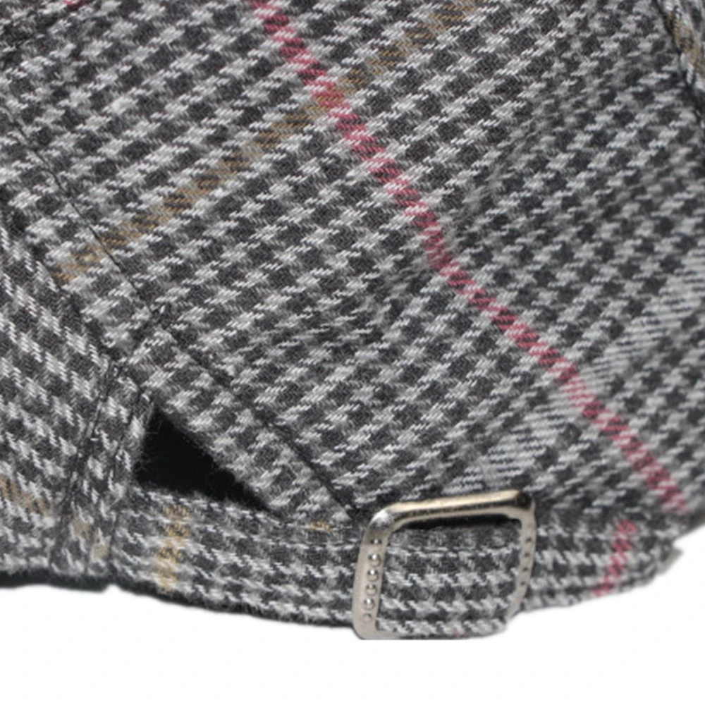 

SHOWERSMILE Flat Caps Men Women Vintage Plaid Four Seasons Gray Cotton Male Berets Adjustable Male British Gatsby Driver Hat