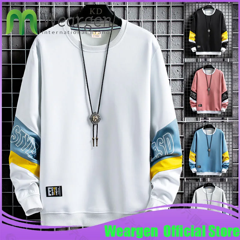 

Weargen Sweatshirts Pullover Hoodies For Men 2021 Mens Streetwear Harajuku Long Sleeve Korean Clothes Women WY8260