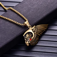 titanium steel wings mens necklace totem feather stainless steel jewelry casting pendant electroplating gold pendant necklace