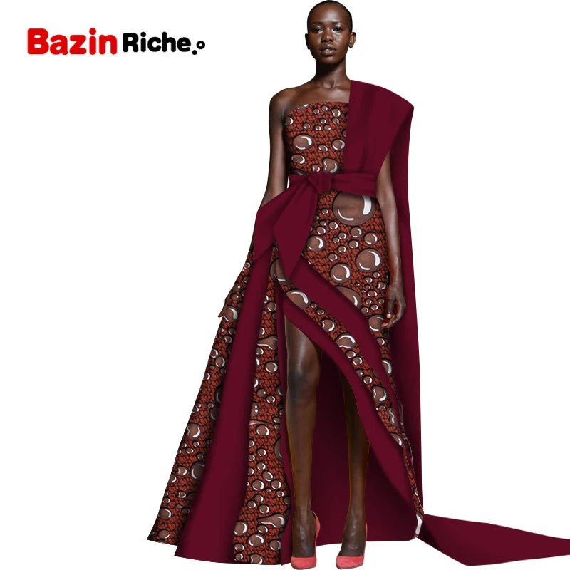 Newest Fashion African Dresses for Women Private Custom Sleeveless Floor-length Sexy Cotton Party Dress Customized WY5619