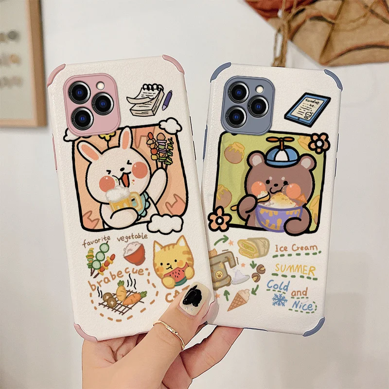 

Foodie Bear Phone Case For iPhone 11 11pro 11promax Pro Max Liquid Silicone Cover