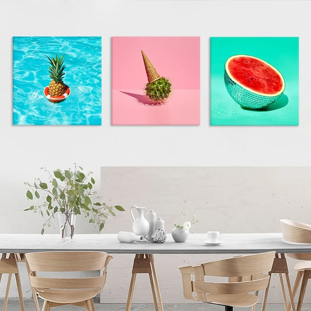 

Summer Pineapple Watermelon Fruit Painting Cool Summer Minimalist Combination Canvas Painting Home Decor Wall Art Canvas Picture