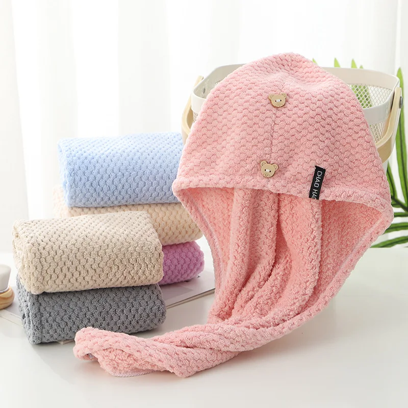 

Плотная утолщенная шапочка для сухих волос, полотенце для сухих волос, впитывающая шапочка для душа, полотенце из кораллового флиса с анана...