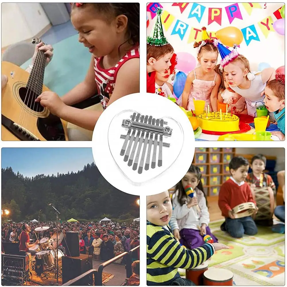 8-Key Heart Shape Thumb Piano Mahogany Kalimba Finger Musical Instrument Gift | Игрушки и хобби