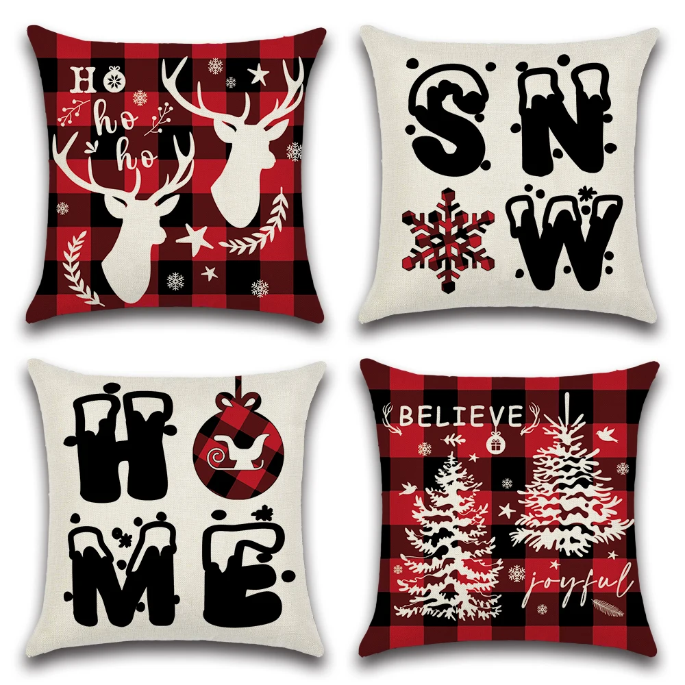 

1 шт. Рождественская елка Олень Снежинка декоративная подушка Счастливого Рождества наволочка для автомобиля дома дивана декоративная нав...