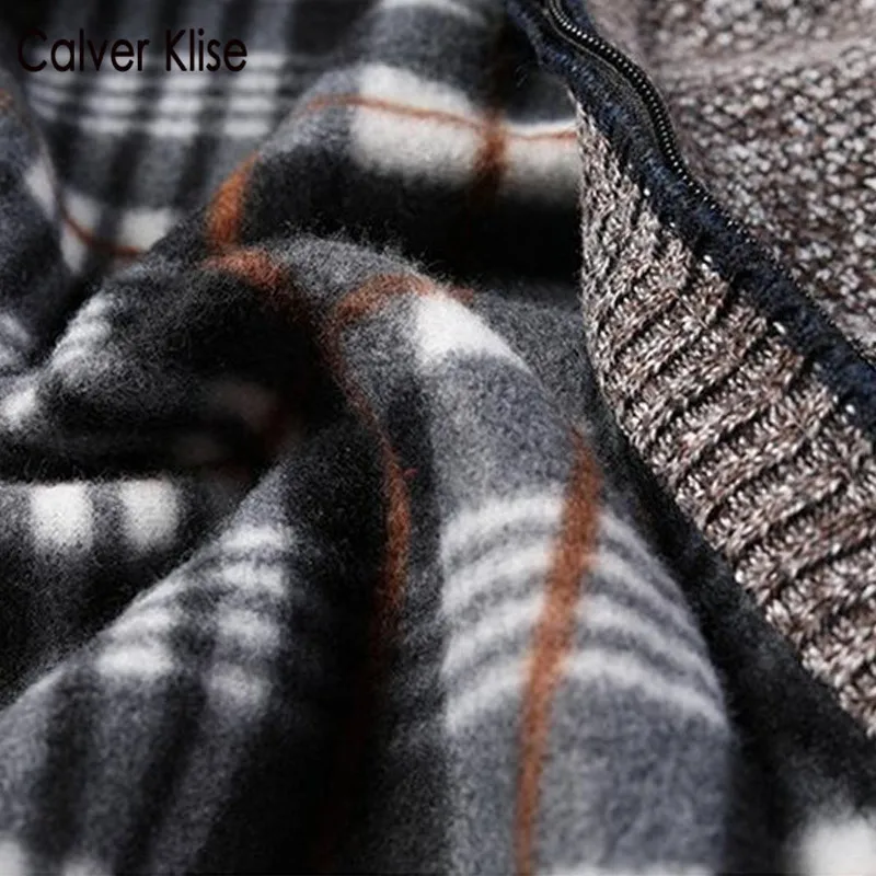 

Calver Klise Winter Men's Cardigan Fleece Sweaters Thick Knitted Off White Long Sleeve Coat Full Zip Male Causal Plus Size Tops