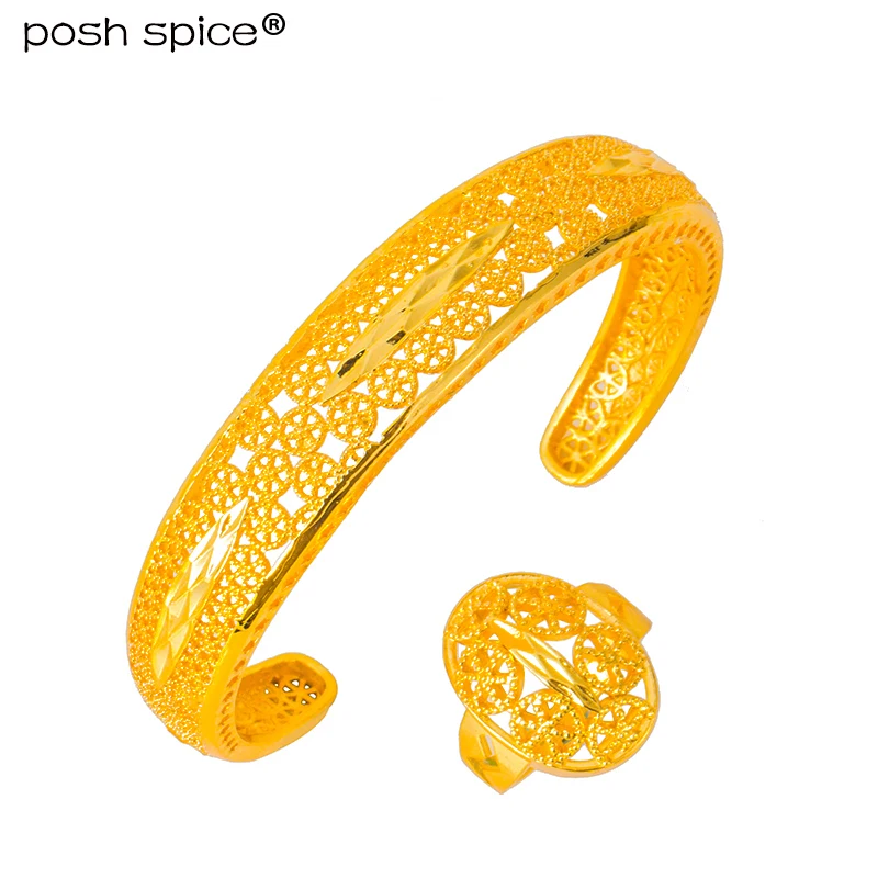 Эфиопский Африканский Дубай свадебные браслеты с кольцом золотые для женщин