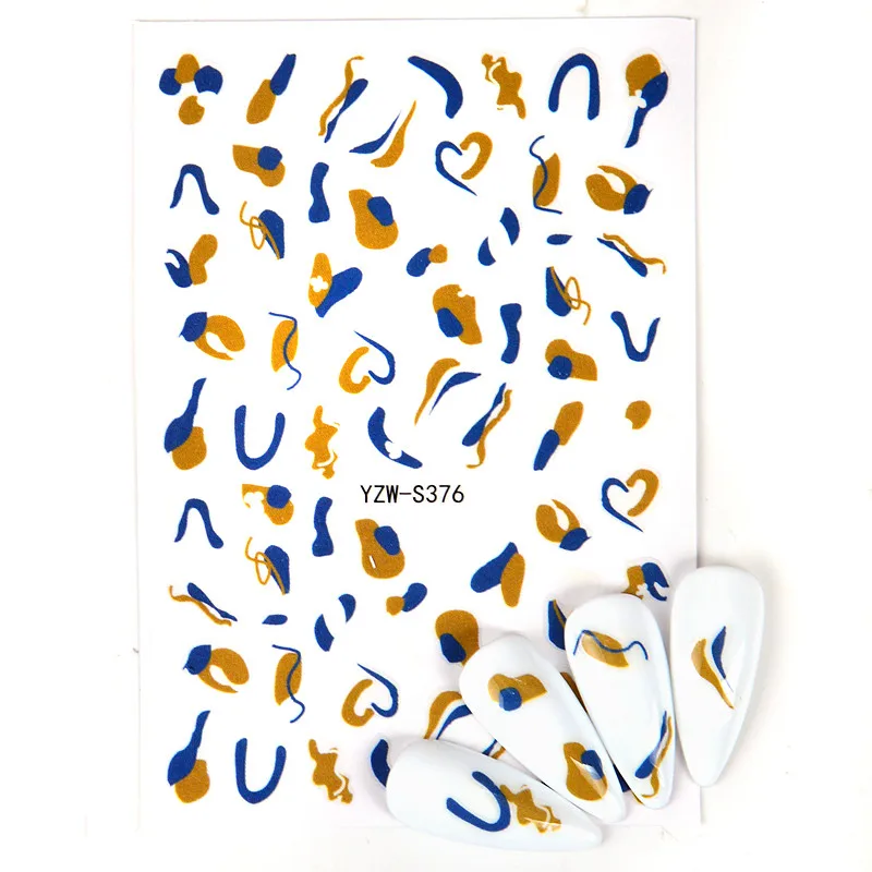 3d-графические волнистые французские наклейки для ногтей абстрактные линии