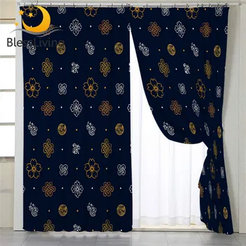 Blessliving Asian Living Room Curtain Culture Symbol Bedroom Curtain Chinese Knot Window Curtain Cherry Blossoms cortinas 1pc 1