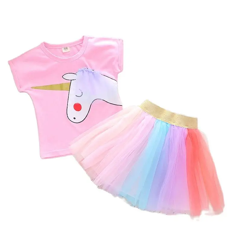 Disney Fashion Unicorn Dress for Girls Children's Clothe Kids Lace Dresses Baby Costume Summer Sleevel Princess | Детская одежда и