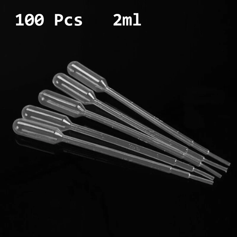 

100Pcs 2ML Disposable Pipettes Safe Plastic Eye Dropper Transfer Graduated Pipettes for Lab Experiment Supplies