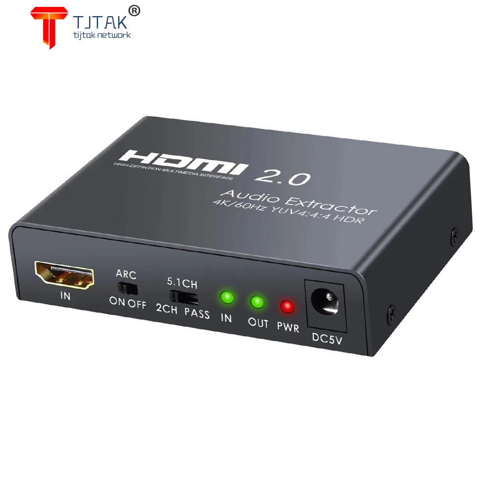 TJTAK 192 кГц HDMI2.0 аудио экстрактор поддержка 4K @ 60 Гц YUV 4:4:4 HDR HDMI совместимый с Toslink