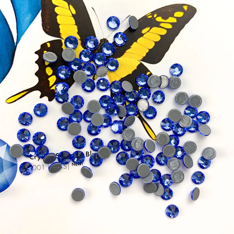 Йоги круглые блестящие стразы сапфир светильник синий бусы плоский камень DIY