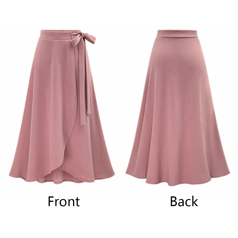 

Casual Spring Ladies Empire Waist Solid Strappy Party Irregular Hem Side Slit Women Skirt Fashion Cotton Blend Midi Adult