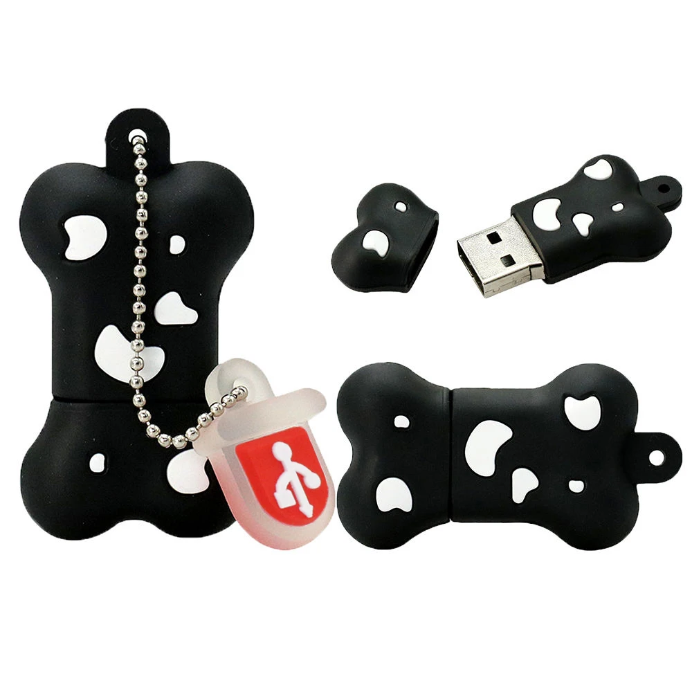 USB флеш-накопители Dog Bone, реальная емкость 8 ГБ, 16 ГБ, 32 ГБ, 64 ГБ, 128 ГБ, 256 ГБ, флеш-накопитель, мультяшная мини USB карта памяти, флешка - Цвет: Черный