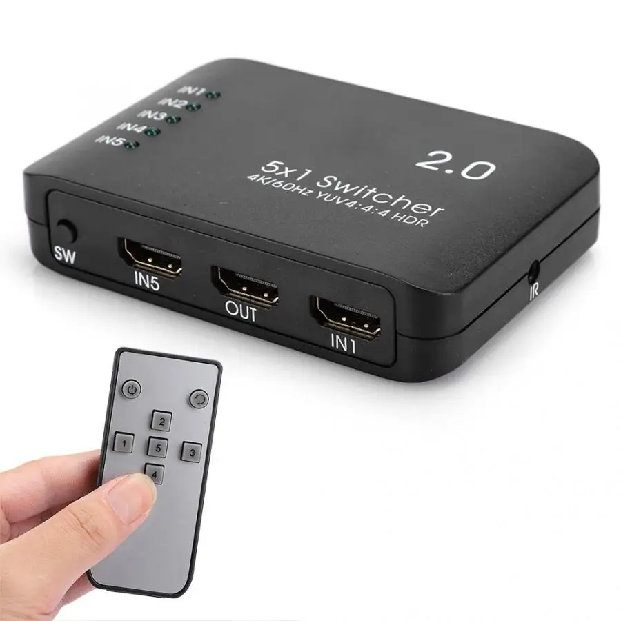 HDMI compatible2.0 коммутатор 5 в 1 черный светодиодный индикатор usb камера с флеш картой