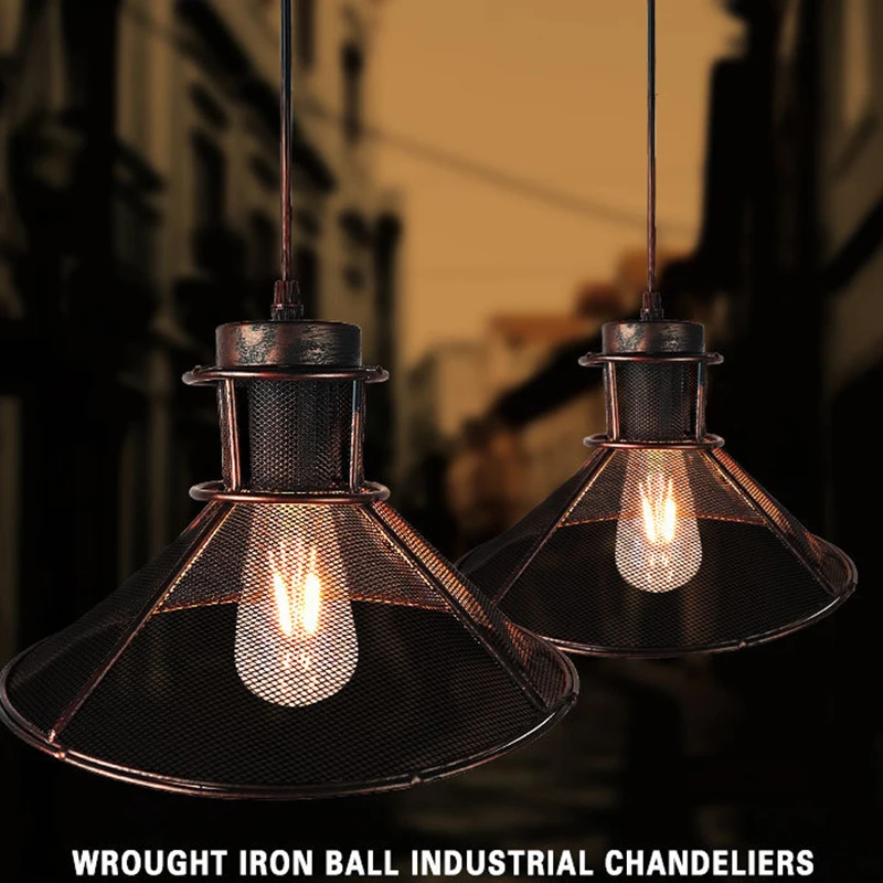 

Loft modern American style Umbrella grid iron pendant lamps E27 pendant lights illumination For Kitchen/Cabinet bedroom bar