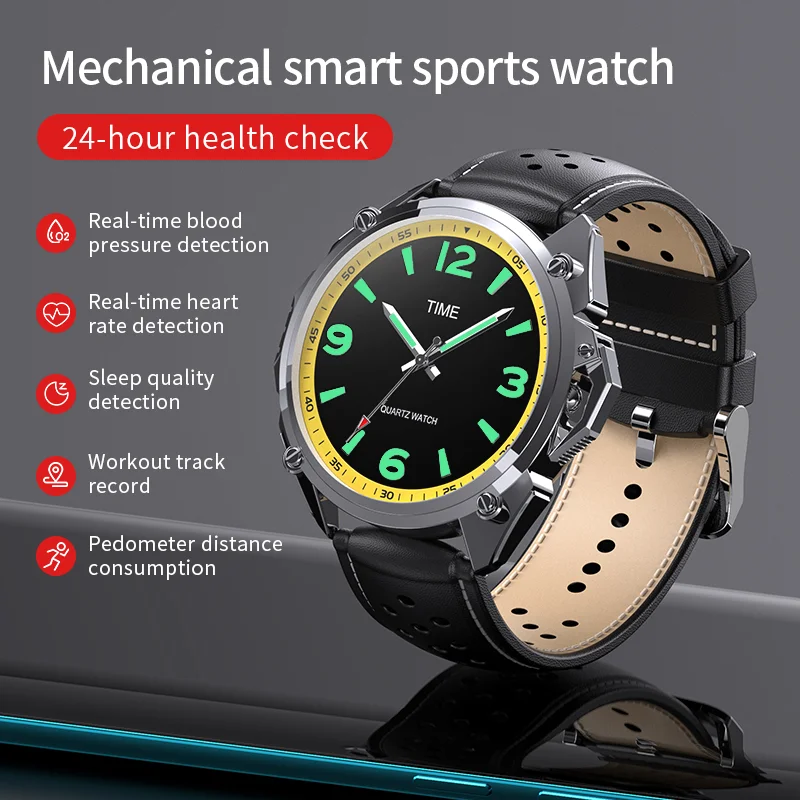

2022 Fashion Retro Mechanical Watch Men Sport Smart Watches Support Heart Rate Blood Oxygen Sleep Monitor GPS Tracker Smartwatch