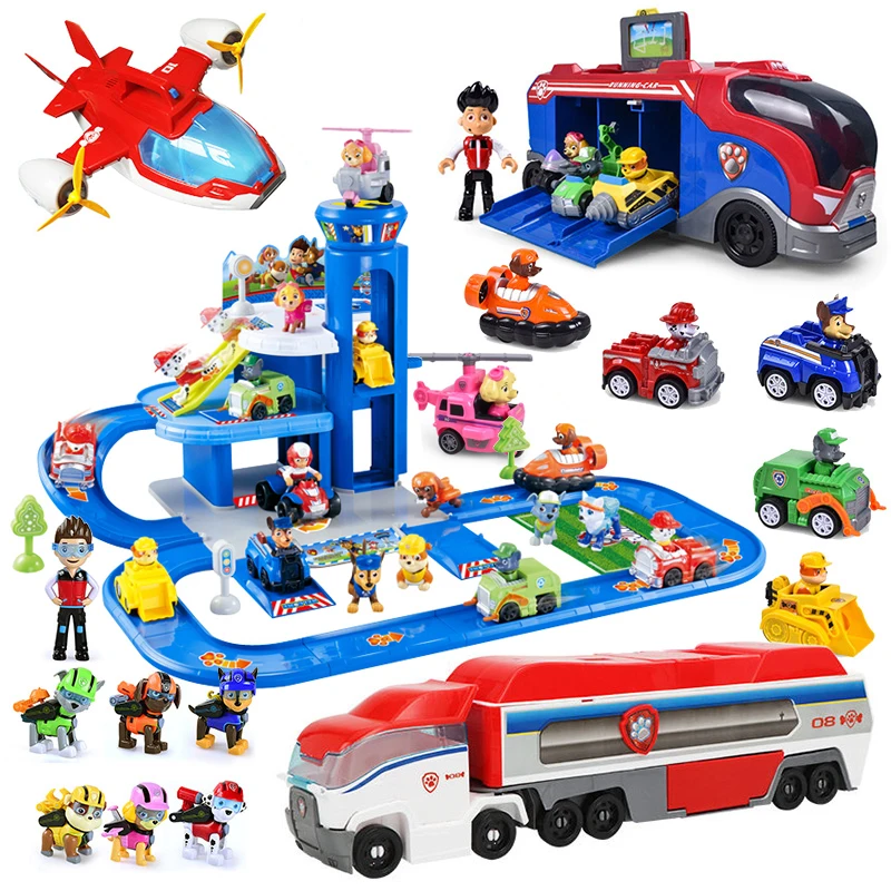

Paw Patrol Toys Set Dog Patrol Rescue Car Bus Base Parking Lot Children Full Set Of Anime Figure Model Toy Birthday Gift
