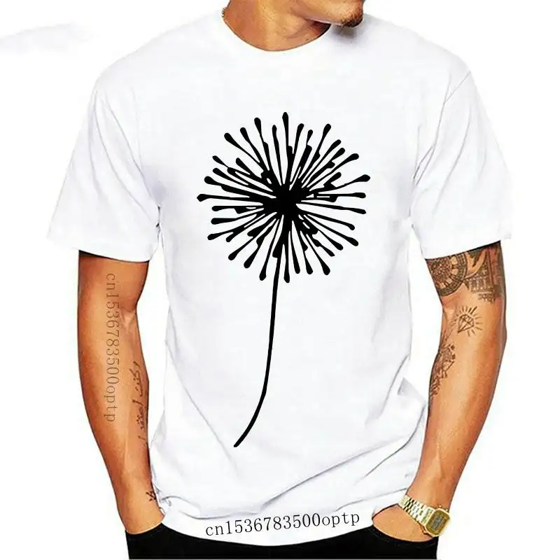 

New Dandelion Printed Tee Shirt Femme O-neck Short Sleeve Cotton Tshirt Women Black White Summer Loose T Shirts for Women Tops