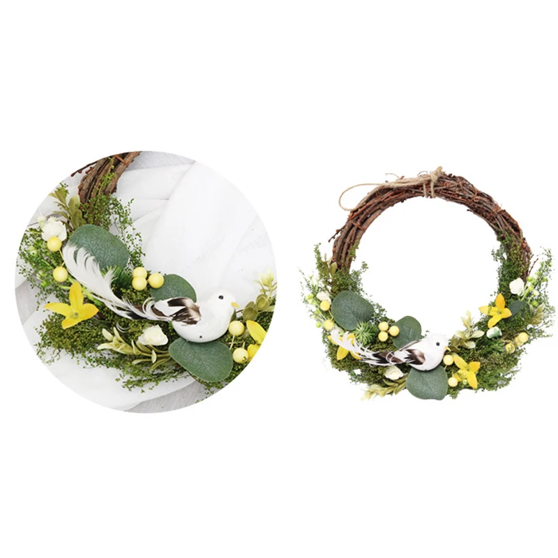 

Easter Decoration Wreath Home Decor Natural Rattan Wreath Bird Nest Door Decor Hanging Wreath Easter Party Gifts Wedding Decor
