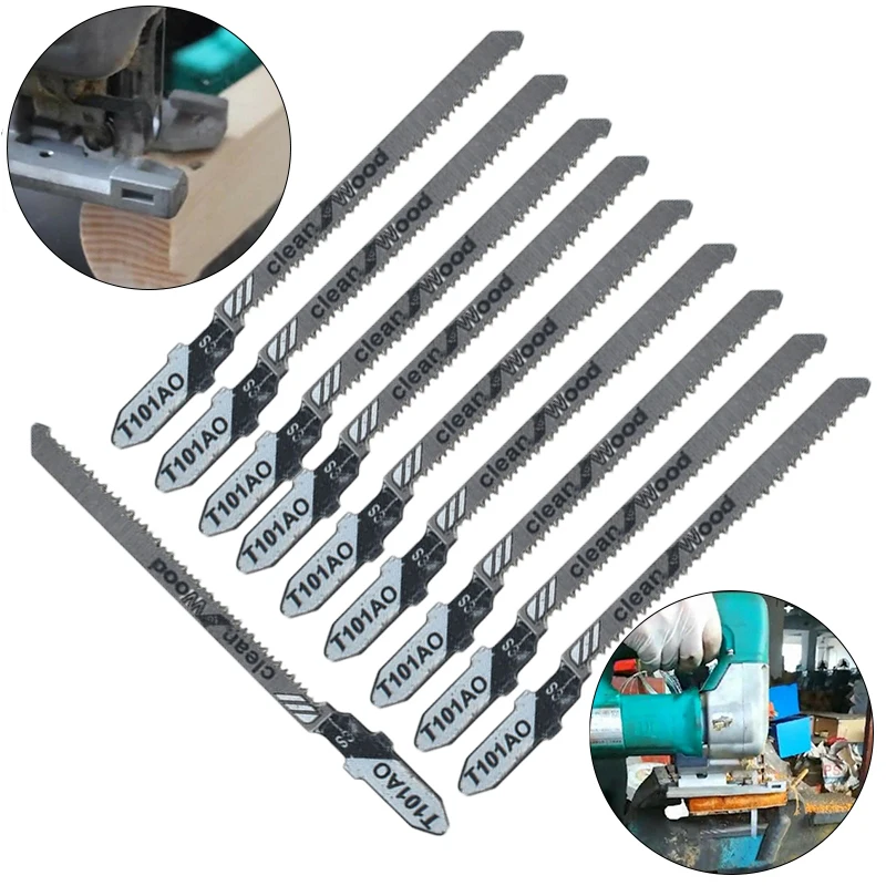 

10PCS T101AO 3inch T-shank Clean Curved Cutting Jig Saw Cutters HCS Tools Parts For Plastic Wood Cutting Tools