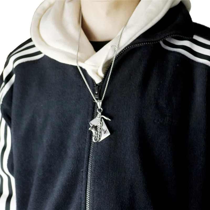 

Instrument Saxophone Pendant Necklace Gold Stainless Steel Hip Hop Music Character Necklace colar masculino Father's Day Gifts