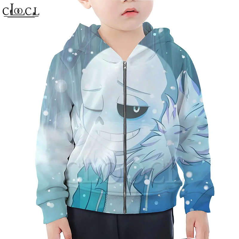 

CLOOCL Games Undertale Sans Zipper Hoodies 3D Print Boy Girl Clothes Children Zipper Hooded Casual Fashion Kids Streetwear Tops