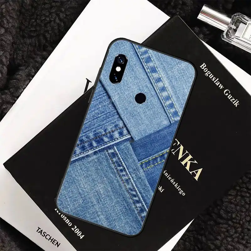 

Jeans Textile Blue Cloth Phone Cases For Xiaomi Redmi 7 8 9t a3Pro 9se k20 mi8 max3 lite 9 note 9s 10 pro