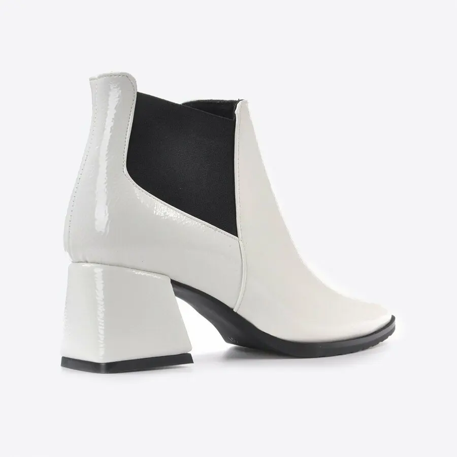

Women Boots Mink Shoes Women White Patent Leather Boots Vzn20-002K