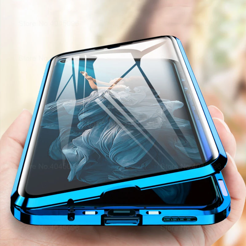 Магнитный чехол 360 для huawei honor 20 pro двойная Обложка из закаленного стекла 20s
