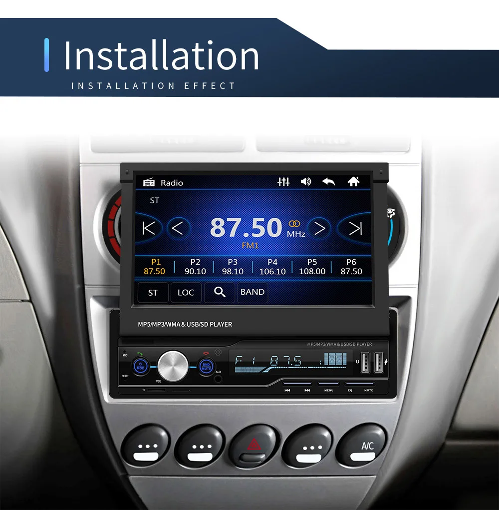 1din 7 дюймовый сенсорный HD экран Автомобильный мультимедийный плеер RDS FM Bluetooth SD