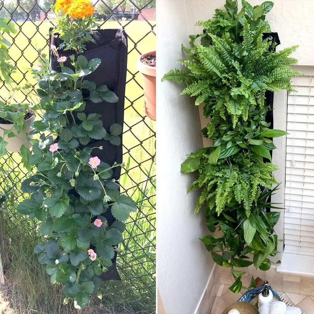 

7 Pockets Update Wall Hanging Planting Pots Grow Bag Vertical Seeding Pots Home Containers Home garden Decorations