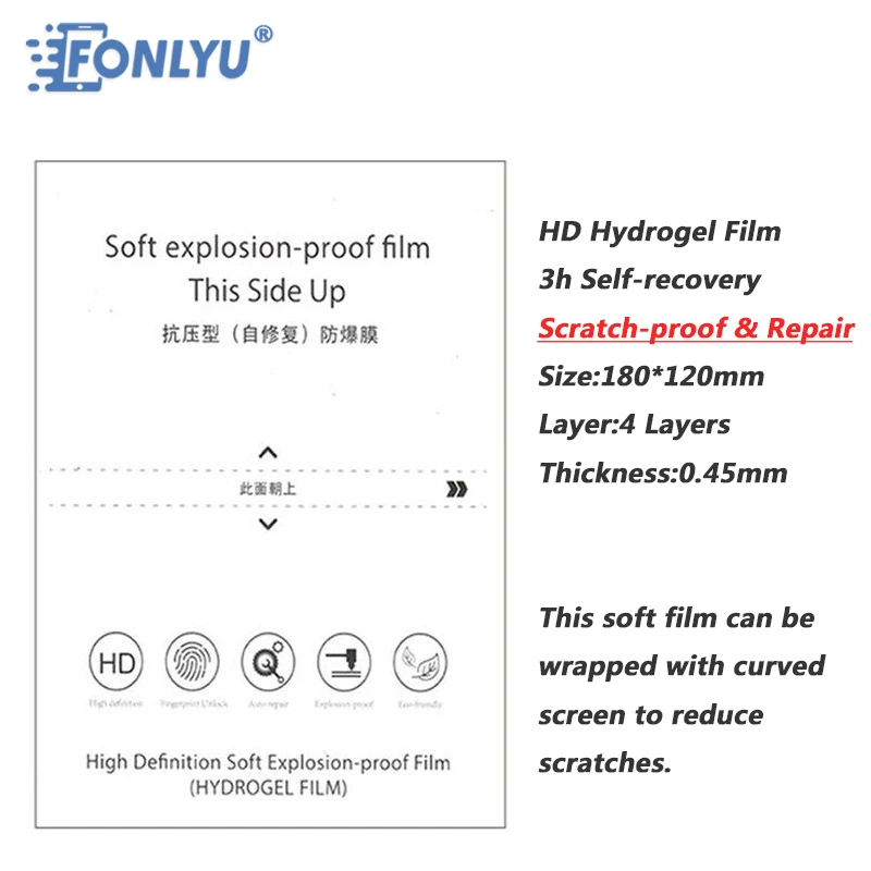 

FONLYU, 50 шт в наборе, 3H самовосстановления гидрогель пленка с защитой от царапин самостоятельный ремонт HD Hydrolic пленка для Мобильный телефон пл...
