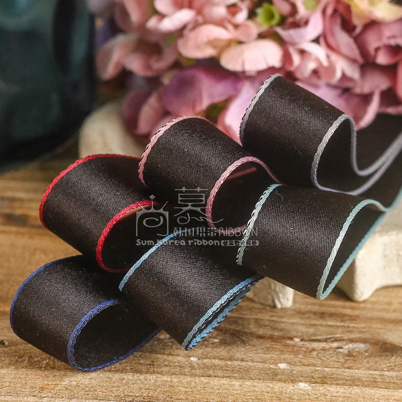 

100yards 15 25 40mm colorful edge satin ribbon polyester cotton ribbon for kids hair diy accessories bouquet flower packing bow