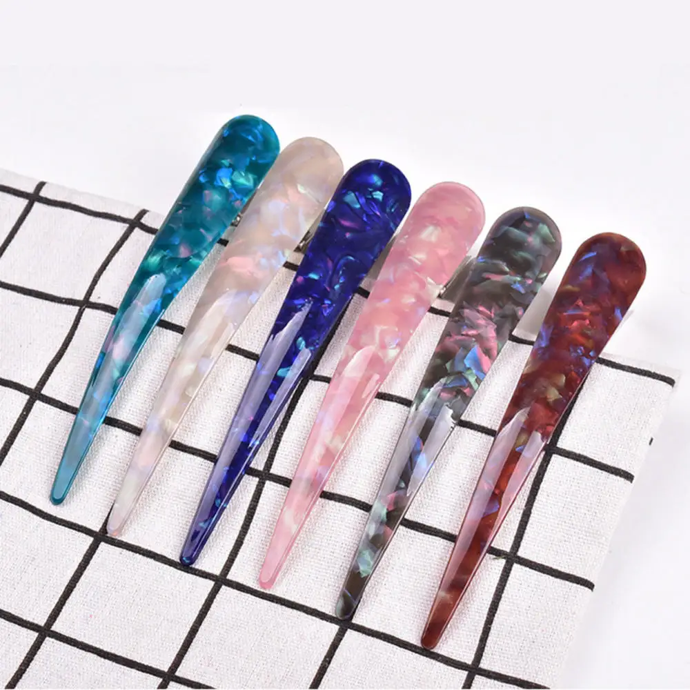 

New Re Large Bright Colorful Barrette Horn Hair Clip Acrylic Long Stick Hairpins Shower Makeup Ponytail Holder Hair Claws Clamp